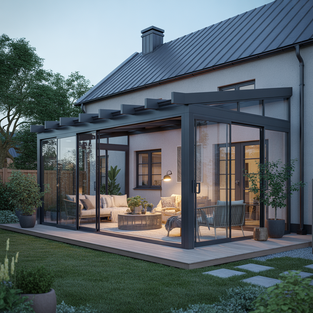 2.Sa skapar du ett extra rum med en inglasad uteplats