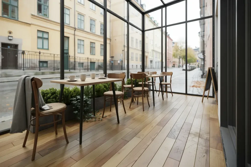 inglasning av uteplats vid caf p s dermalm
